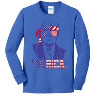 Trump 4th Of July Merica Usa American Flag Vintage Cute Gift Kids Long Sleeve Shirt