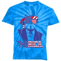 Trump 4th Of July Merica Usa American Flag Vintage Cute Gift Kids Tie-Dye T-Shirt