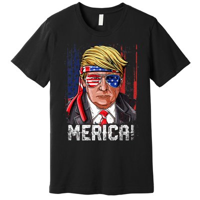 Trump 4th Of July Merica Usa American Flag Vintage Premium T-Shirt