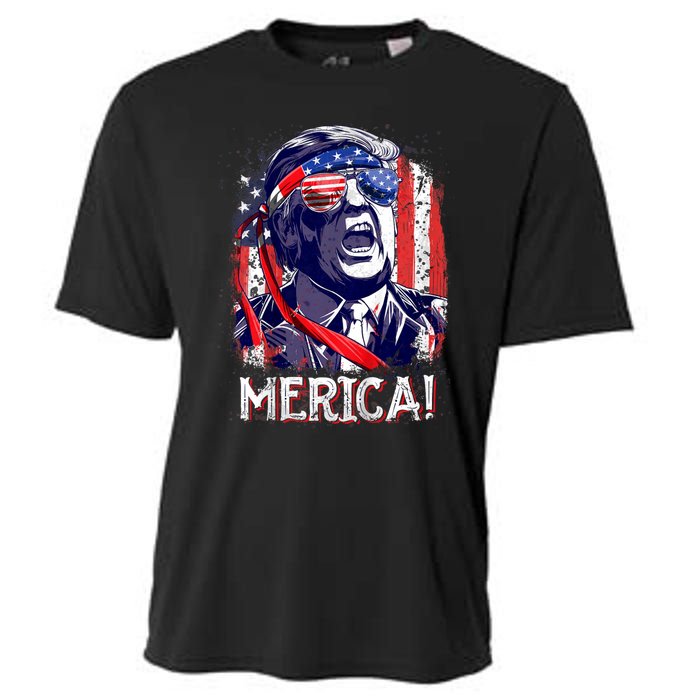 Trump 4th Of July Merica Usa American Flag Vintage Cooling Performance Crew T-Shirt