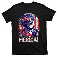 Trump 4th Of July Merica Usa American Flag Vintage T-Shirt