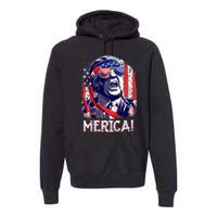 Trump 4th Of July Merica Usa American Flag Vintage Premium Hoodie