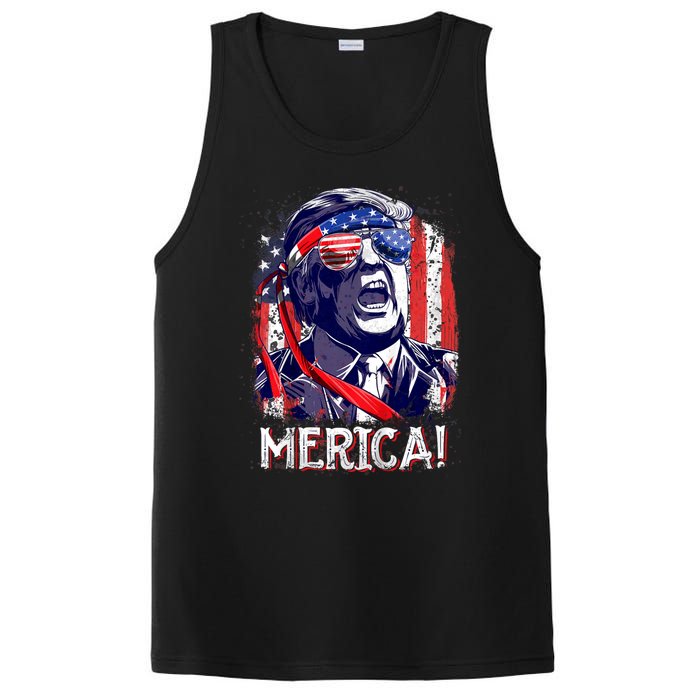 Trump 4th Of July Merica Usa American Flag Vintage PosiCharge Competitor Tank