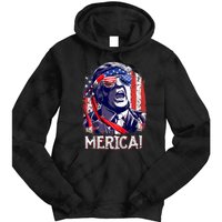 Trump 4th Of July Merica Usa American Flag Vintage Tie Dye Hoodie