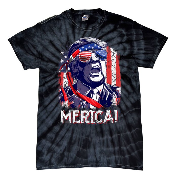 Trump 4th Of July Merica Usa American Flag Vintage Tie-Dye T-Shirt