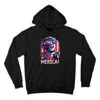 Trump 4th Of July Merica Usa American Flag Vintage Tall Hoodie