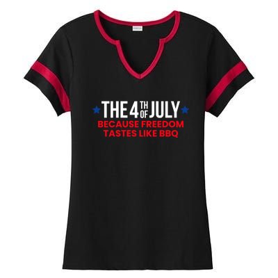 The 4th Of July Because Freedom Tastes Like Bbq Cool Gift Ladies Halftime Notch Neck Tee