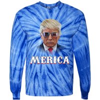 Trump 4th Of July Merica Funny D Onal T Rump 2024 Gift Tie-Dye Long Sleeve Shirt