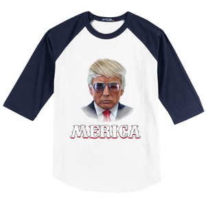 Trump 4th Of July Merica Funny D Onal T Rump 2024 Gift Baseball Sleeve Shirt