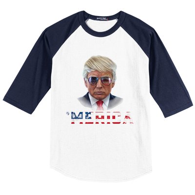 Trump 4th Of July Merica Funny T Rump American Gift Baseball Sleeve Shirt