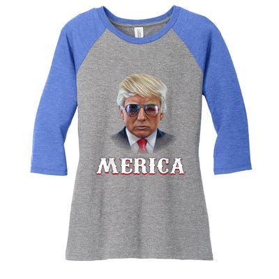 Trump 4th Of July Gift Funny Trump Merica Vintage Cute Gift Women's Tri-Blend 3/4-Sleeve Raglan Shirt