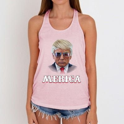 Trump 4th Of July Gift Funny Trump Merica Vintage Cute Gift Women's Knotted Racerback Tank