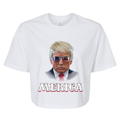 Trump 4th Of July Gift Funny Trump Merica Vintage Cute Gift Bella+Canvas Jersey Crop Tee