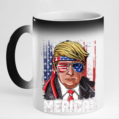 Trump 4th Of July Merica Usa American Flag Vintage Gift 11oz Black Color Changing Mug