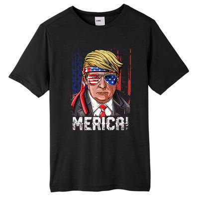 Trump 4th Of July Merica Usa American Flag Vintage Gift Tall Fusion ChromaSoft Performance T-Shirt