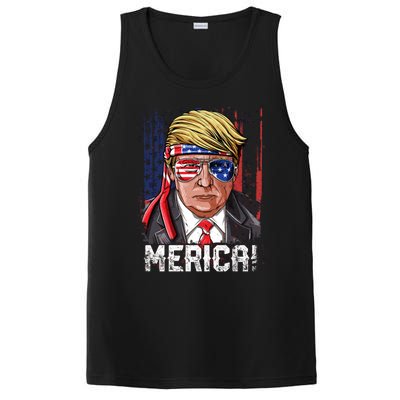 Trump 4th Of July Merica Usa American Flag Vintage Gift PosiCharge Competitor Tank