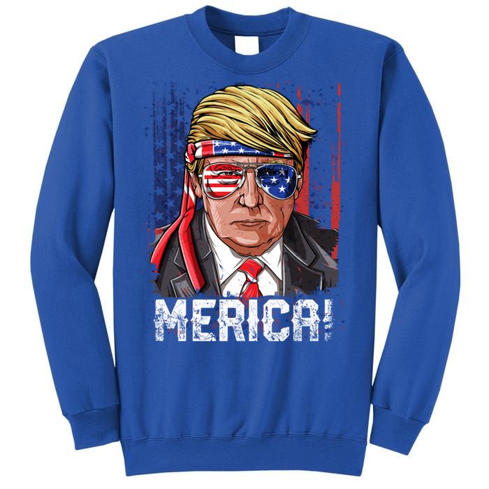 Trump 4th Of July Merica Usa American Flag Vintage Gift Sweatshirt