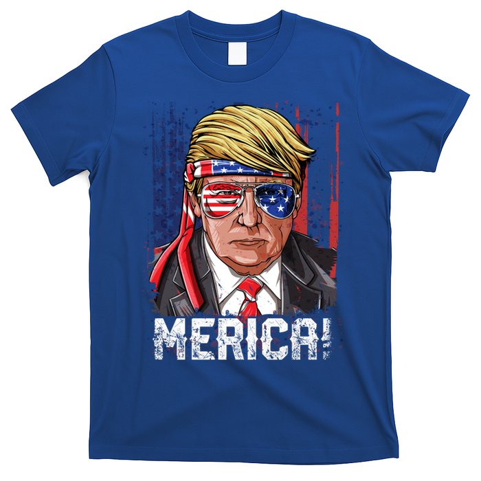 Trump 4th Of July Merica Usa American Flag Vintage Gift T-Shirt