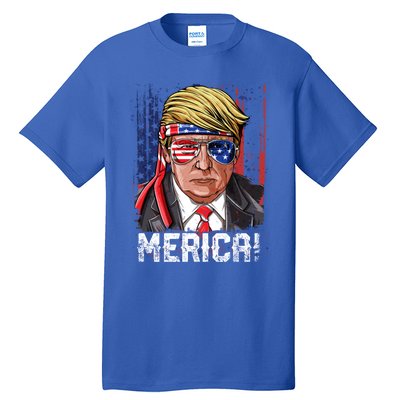 Trump 4th Of July Merica Usa American Flag Vintage Gift Tall T-Shirt