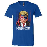 Trump 4th Of July Merica Usa American Flag Vintage Gift V-Neck T-Shirt