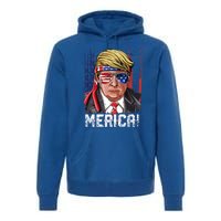 Trump 4th Of July Merica Usa American Flag Vintage Gift Premium Hoodie