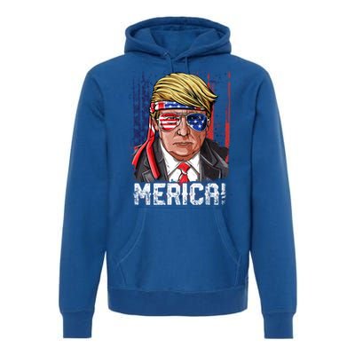 Trump 4th Of July Merica Usa American Flag Vintage Gift Premium Hoodie