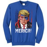 Trump 4th Of July Merica Usa American Flag Vintage Gift Tall Sweatshirt