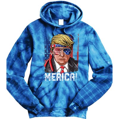 Trump 4th Of July Merica Usa American Flag Vintage Gift Tie Dye Hoodie