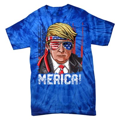 Trump 4th Of July Merica Usa American Flag Vintage Gift Tie-Dye T-Shirt