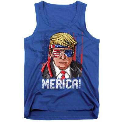 Trump 4th Of July Merica Usa American Flag Vintage Gift Tank Top