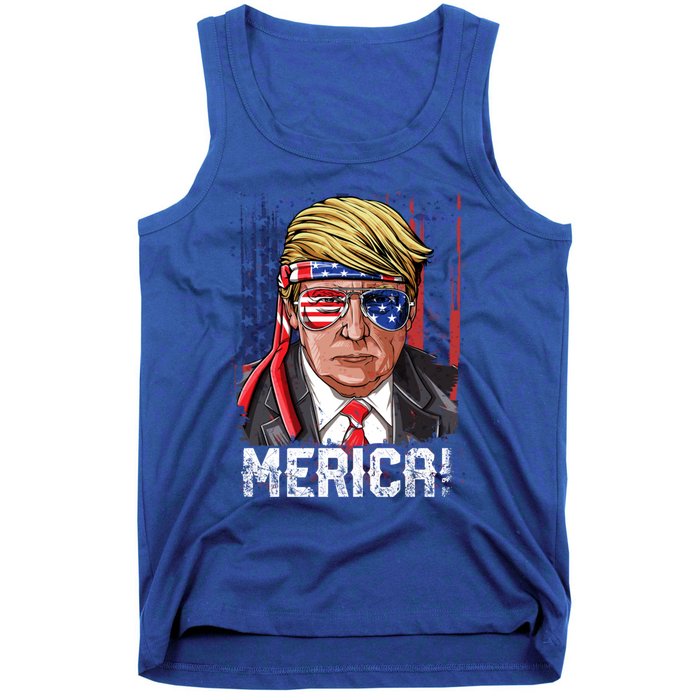 Trump 4th Of July Merica Usa American Flag Vintage Gift Tank Top