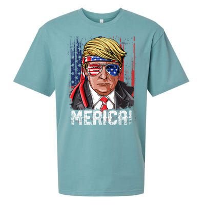 Trump 4th Of July Merica Usa American Flag Vintage Gift Sueded Cloud Jersey T-Shirt