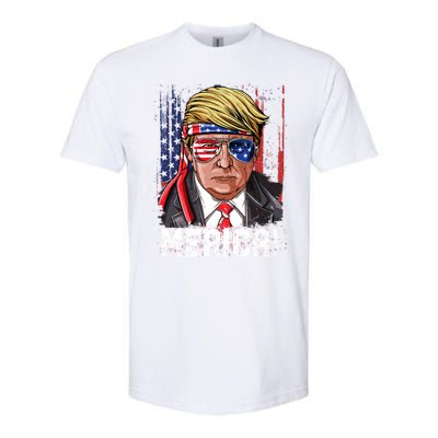 Trump 4th Of July Merica Usa American Flag Vintage Gift Softstyle CVC T-Shirt