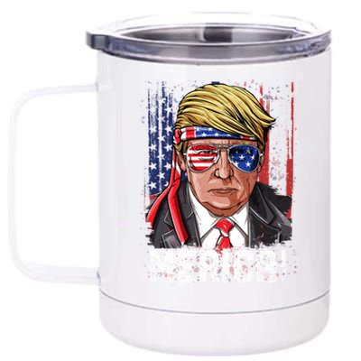 Trump 4th Of July Merica Usa American Flag Vintage Gift 12 oz Stainless Steel Tumbler Cup