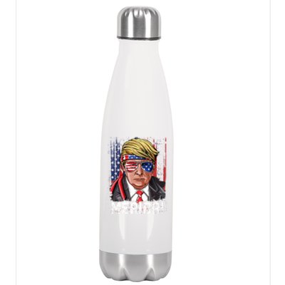 Trump 4th Of July Merica Usa American Flag Vintage Gift Stainless Steel Insulated Water Bottle