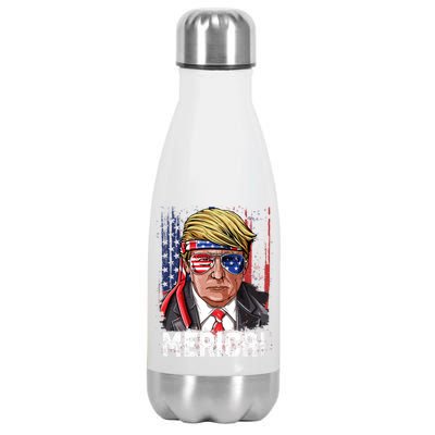 Trump 4th Of July Merica Usa American Flag Vintage Gift Stainless Steel Insulated Water Bottle