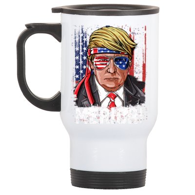 Trump 4th Of July Merica Usa American Flag Vintage Gift Stainless Steel Travel Mug