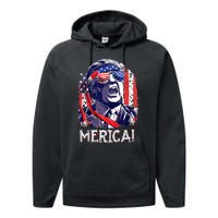 Trump 4th Of July Merica Women Usa American Flag Performance Fleece Hoodie