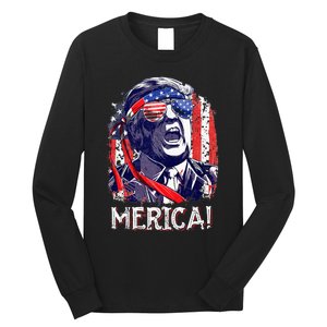 Trump 4th Of July Merica Women Usa American Flag Long Sleeve Shirt