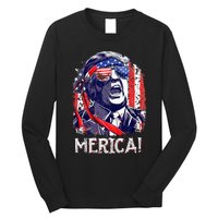 Trump 4th Of July Merica Women Usa American Flag Long Sleeve Shirt