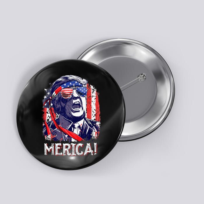 Trump 4th Of July Merica Women Usa American Flag Button