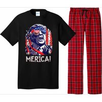 Trump 4th Of July Merica Women Usa American Flag Pajama Set