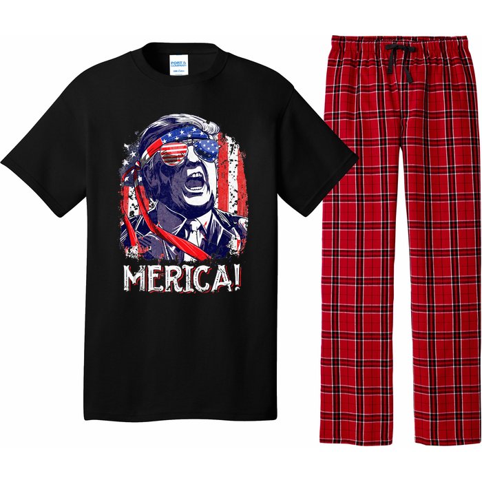 Trump 4th Of July Merica Women Usa American Flag Pajama Set