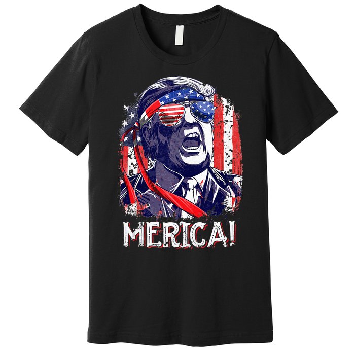 Trump 4th Of July Merica Women Usa American Flag Premium T-Shirt