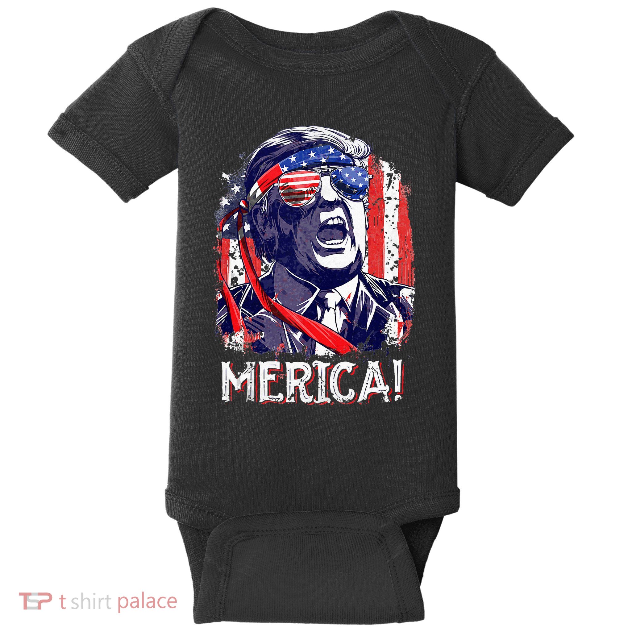 Trump 4th Of July Merica Women Usa American Flag Baby Bodysuit