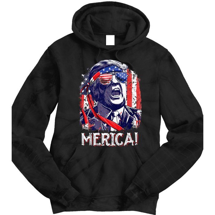 Trump 4th Of July Merica Women Usa American Flag Tie Dye Hoodie