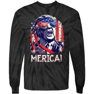 Trump 4th Of July Merica Women Usa American Flag Tie-Dye Long Sleeve Shirt