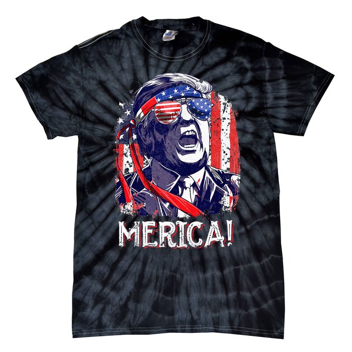 Trump 4th Of July Merica Women Usa American Flag Tie-Dye T-Shirt