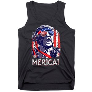 Trump 4th Of July Merica Women Usa American Flag Tank Top