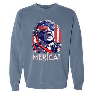 Trump 4th Of July Merica Women Usa American Flag Garment-Dyed Sweatshirt